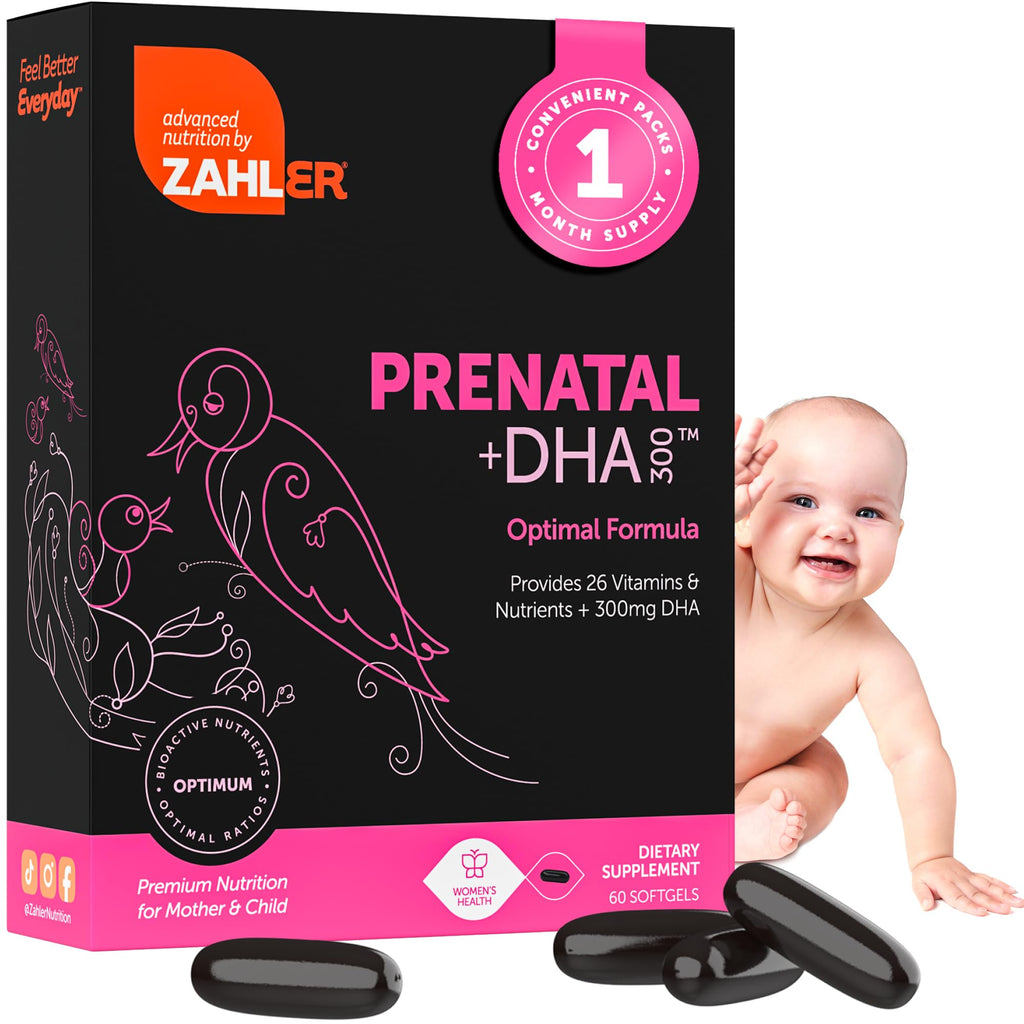 Zahler Prenatal Vitamin with DHA & Folate - 60 Softgels | Kosher Prenatal