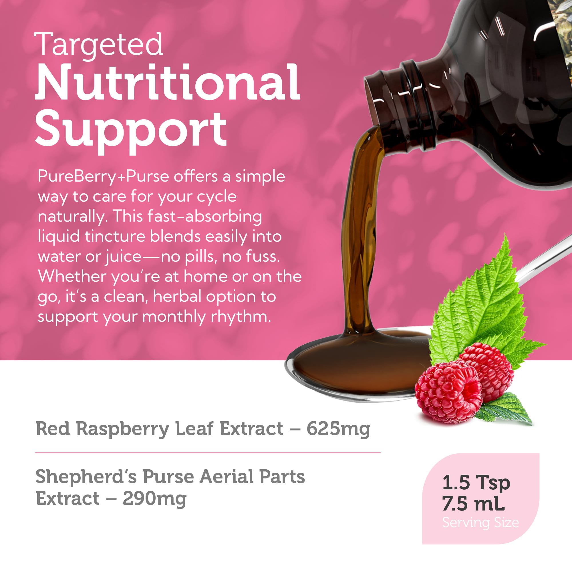 Zahler PureBerry+Purse | Red Raspberry Leaf & Sheperd's Purse | Uterine Health Support | Certified Kosher | 8OZ