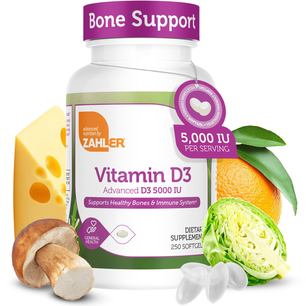 Zahler Vitamin D3 5000 IU Softgels – 250 Count | Kosher, Vegetarian Friendly Immune Support, Bone & Teeth Health