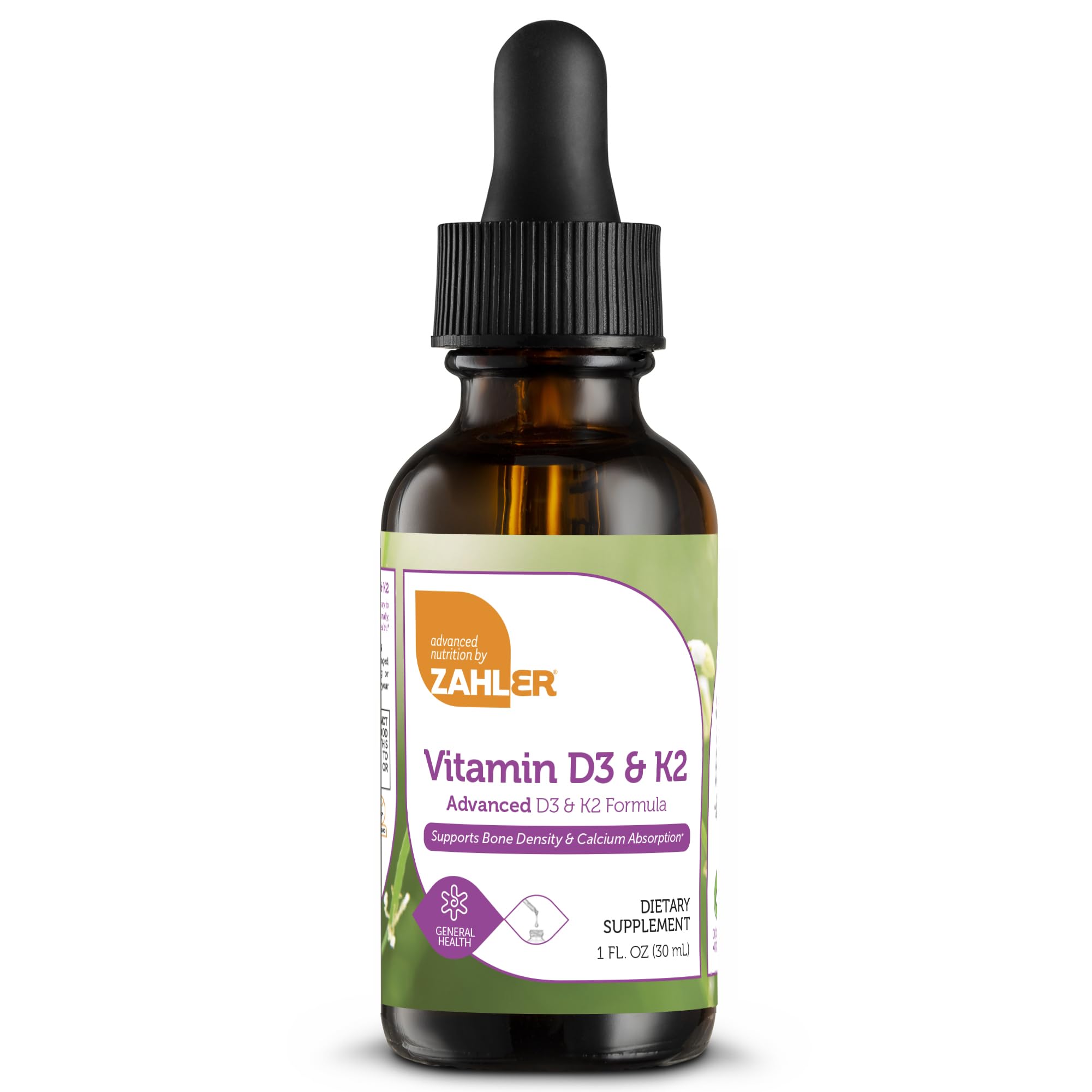 Zahler Vitamin D3 K2 Drops, 1 Fl Oz - 1000IU D3 + 1000mcg K2