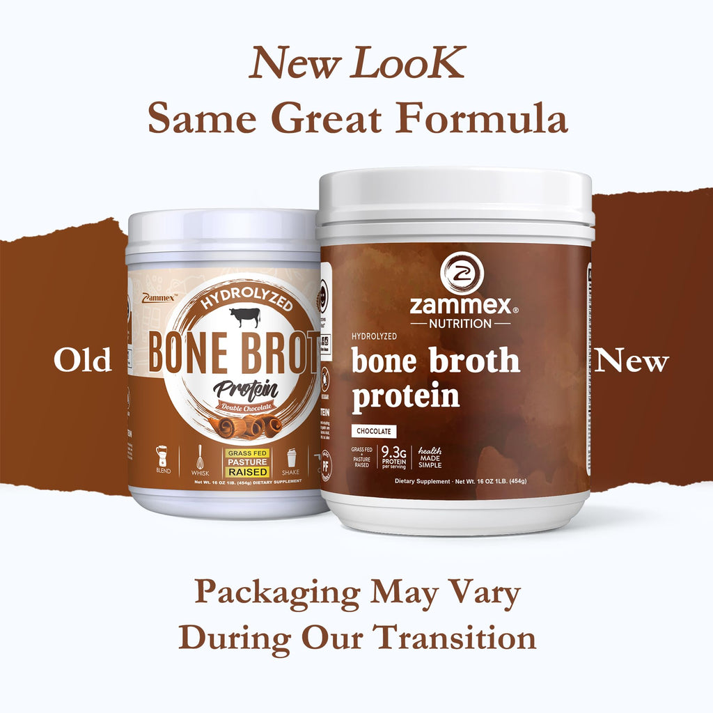 Zammex Bone Broth Protein Powder – Grass-Fed Beef, Chocolate, Collagen