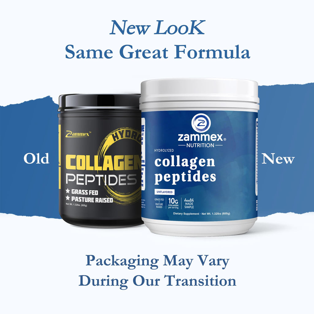 Zammex Premium Collagen Peptides Powder Unflavored – Grass-Fed, Type I & III, 60 Servings