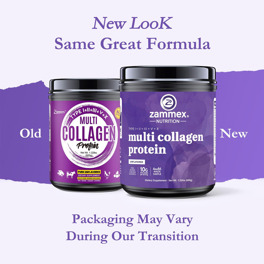 Zammex Multi Collagen Protein Powder – 60 Servings, Unflavored, 5 Types