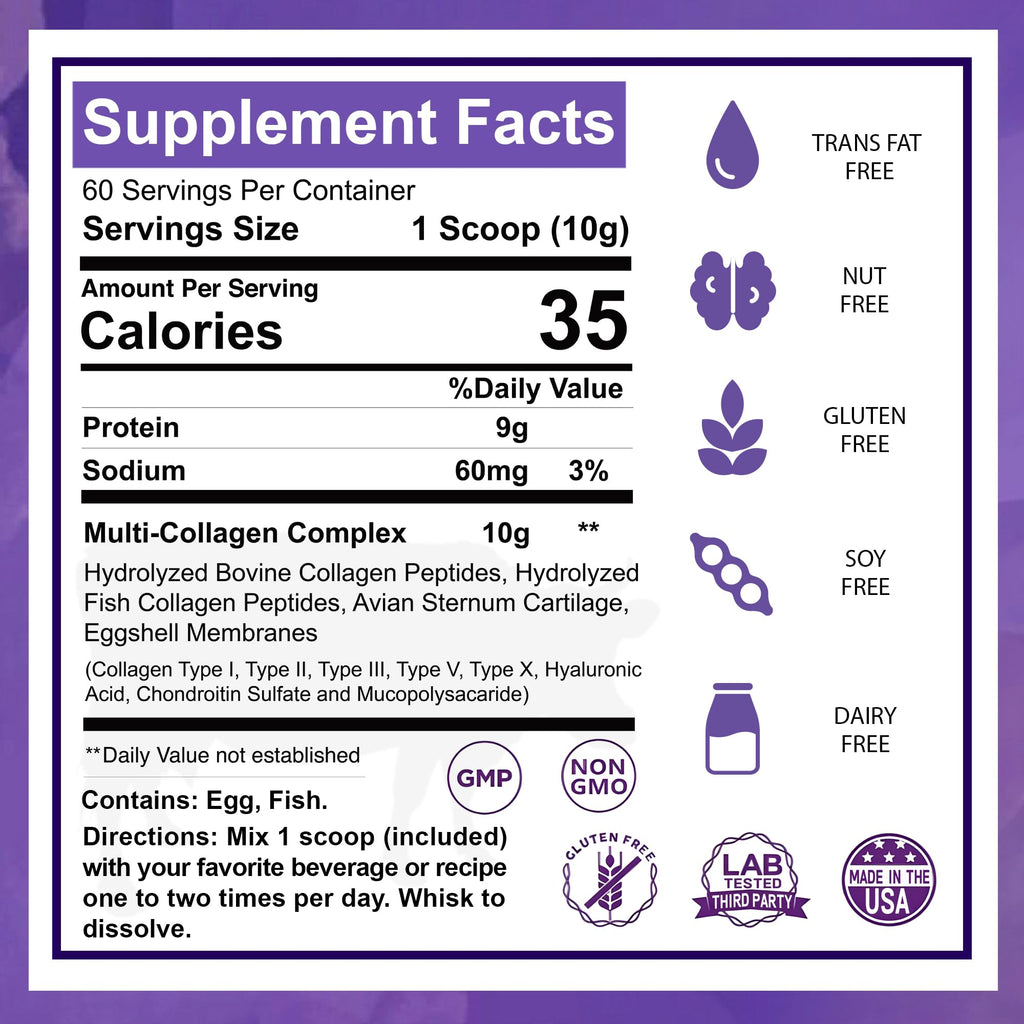 Zammex Multi Collagen Protein Powder – 60 Servings, Unflavored, 5 Types