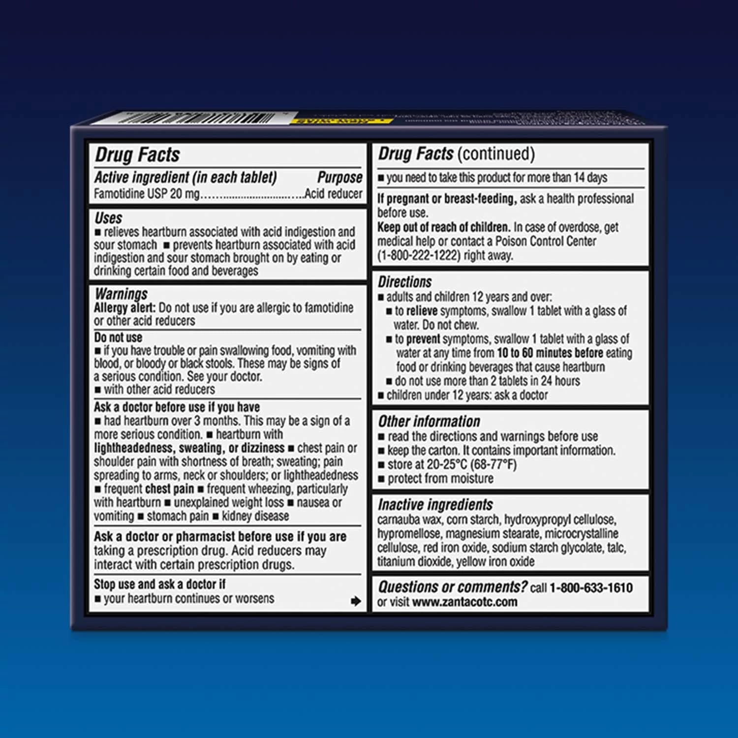 Zantac 360 Maximum Strength 20 mg Tablets – 25 Count | Heartburn Prevention & Relief