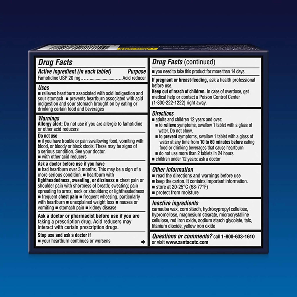 Zantac 360 Maximum Strength 20 mg Tablets – 25 Count | Heartburn Prevention & Relief