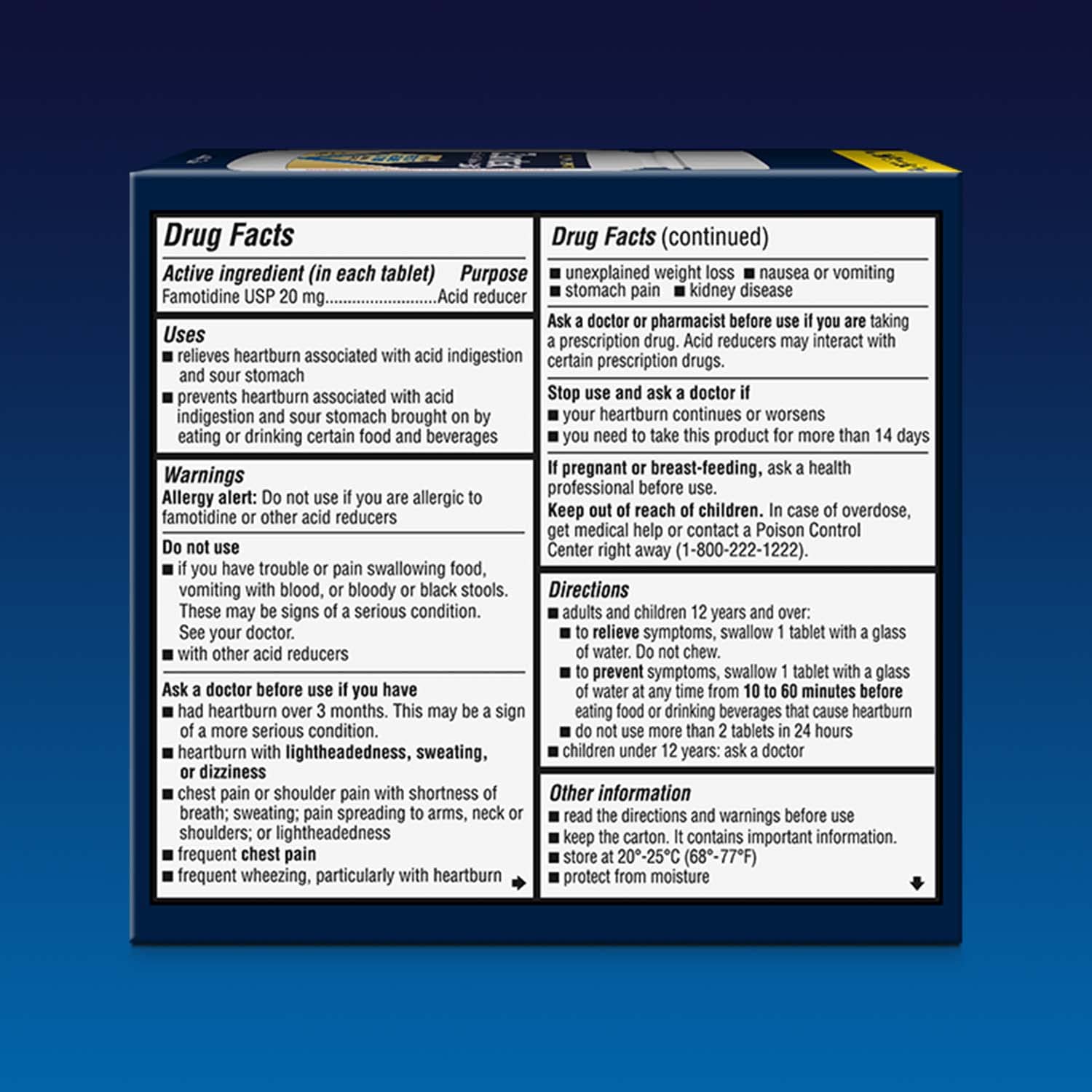 Zantac 360 Maximum Strength 20 mg Tablets – 25 Count | Heartburn Prevention & Relief