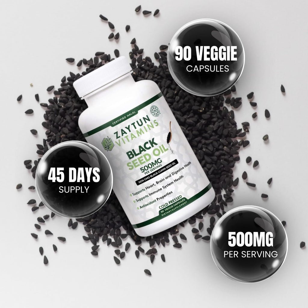 Zaytun Halal Black Seed Oil – 90 Veggie Capsules | Cold-Pressed, Non-GMO, Made in USA