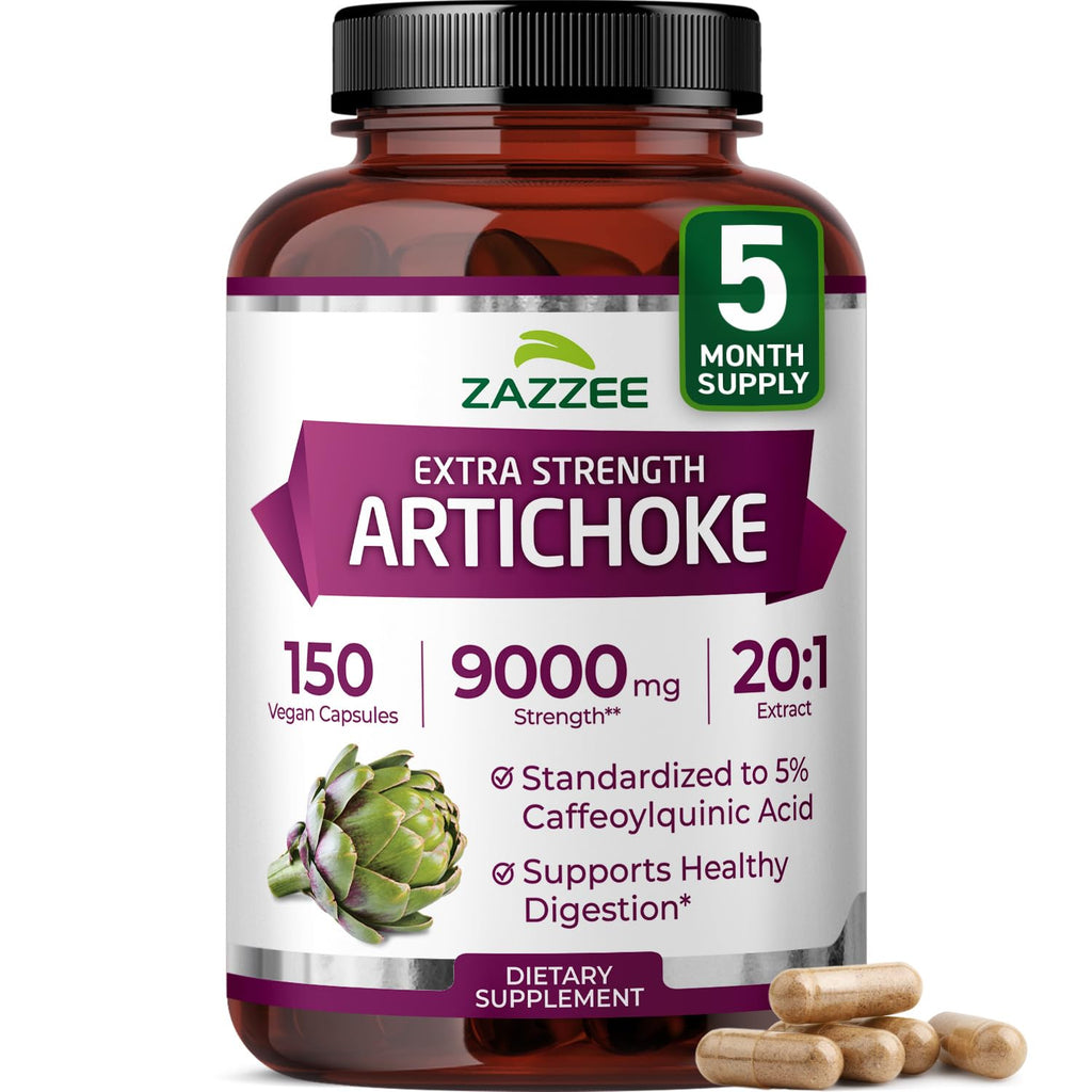 Zazzee Extra Strength Artichoke 20:1 Extract – 9000 mg per Capsule, 150 Vegan Capsules