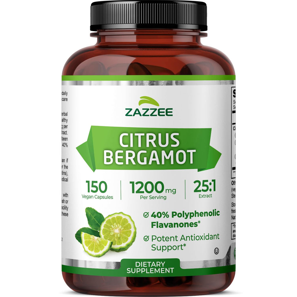 Zazzee Citrus Bergamot 25:1 Extract – 1200 mg, 150 Vegan Capsules, Kosher & Non-GMO, Made in USA