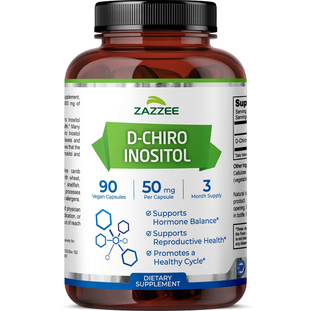 Zazzee D-Chiro-Inositol 50 mg per Capsule | 90 Vegan Capsules | 40:1 Ratio with Myo-Inositol
