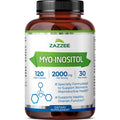 Zazzee Myo-Inositol Capsules — 2000 mg per Serving, 120 Vegan Capsules, 40:1 Ratio, Hormone Balance & Ovarian Support