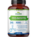 Zazzee Myo-Inositol Capsules - 2000 mg per Serving, 240 Vegetarian Capsules, 40:1 Ratio for Hormone Balance & Ovarian Support