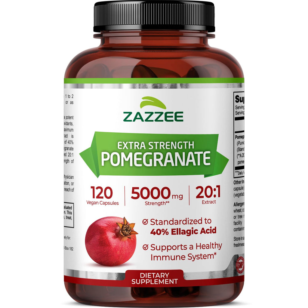 Zazzee Extra Strength Pomegranate 20:1 Extract – 5000 mg, 120 Vegan Capsules