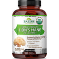 Zazzee USDA Organic Lion's Mane 20:1 Extract – 16,000 mg per Capsule, 120 Vegan Capsules, Made in USA