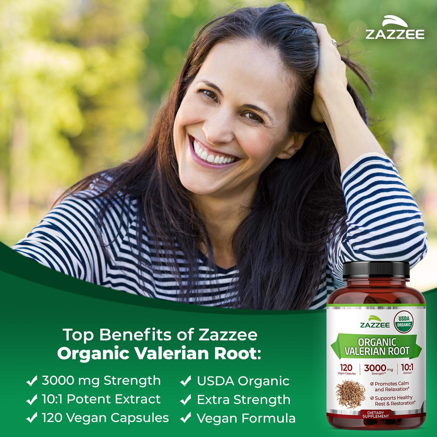 Zazzee USDA Organic Valerian Root 10:1 Extract – 3000 mg, 120 Veg Capsules, Made in USA
