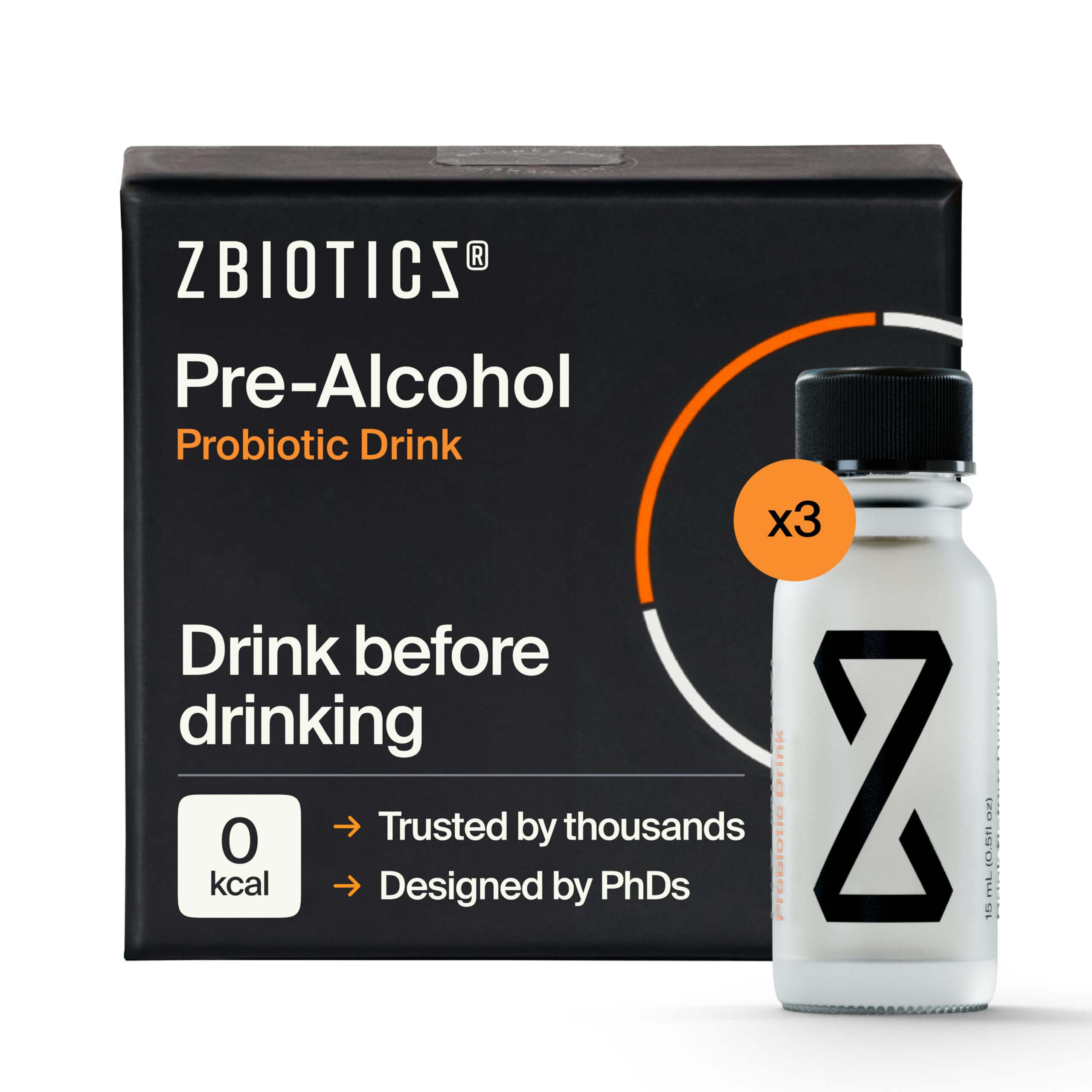 ZBiotics Probiotic Drink — Feel Better After Drinking, Wake Up Refreshed, Travel-Friendly 3-Pack (0.47 fl oz)
