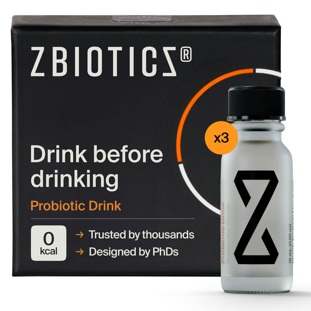 ZBiotics Probiotic Drink — Feel Better After Drinking, Wake Up Refreshed, Travel-Friendly 3-Pack (0.47 fl oz)