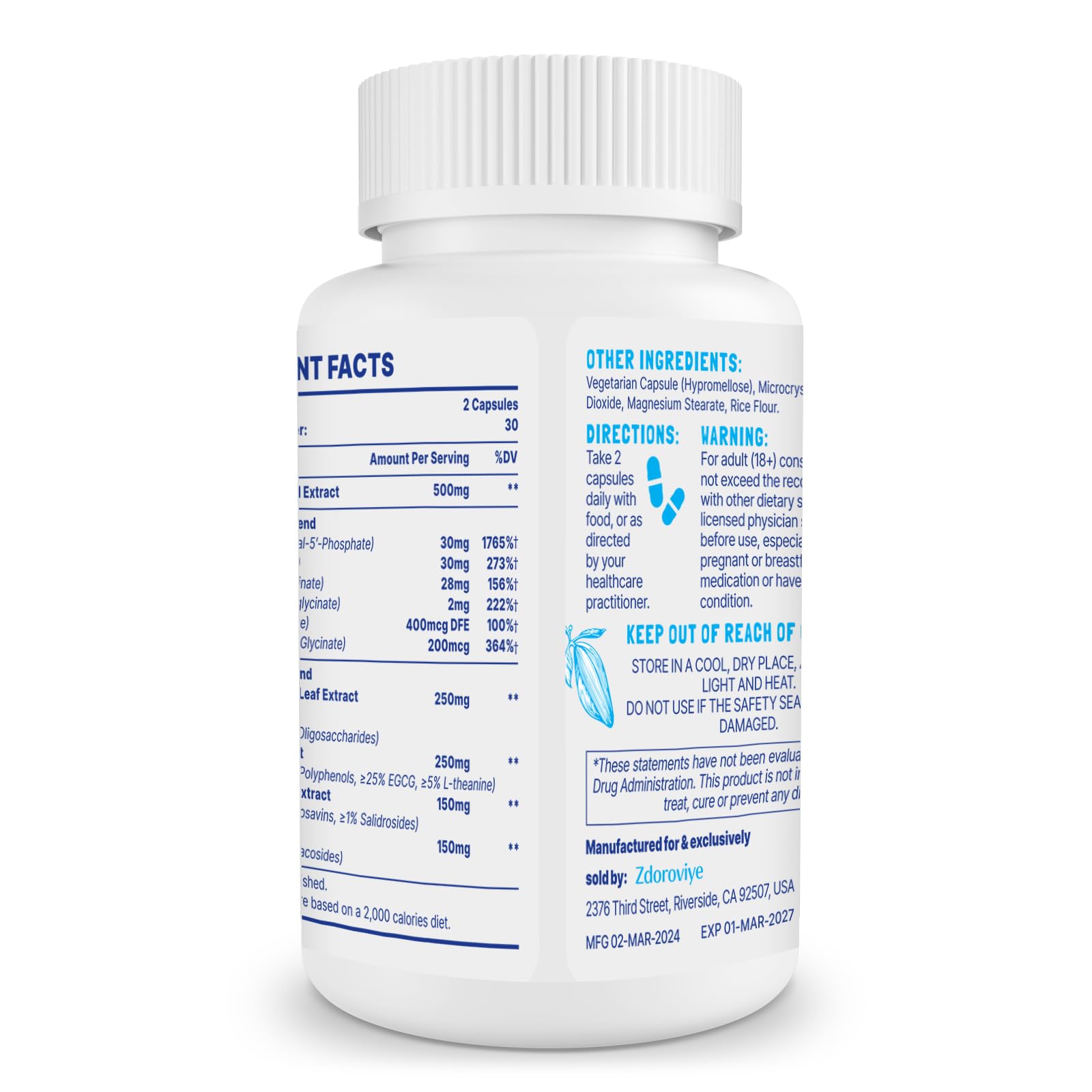 Zdoroviye Dopamine Supplements for Men & Women – 500mg Mucuna Pruriens (40% L-DOPA), 60 Capsules (2 Pack)