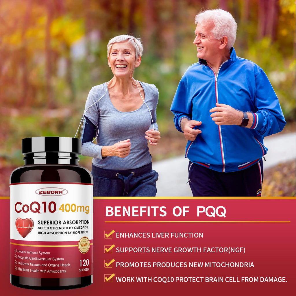 ZEBORA CoQ10 400mg Softgels with PQQ, BioPerine & Omega-3
