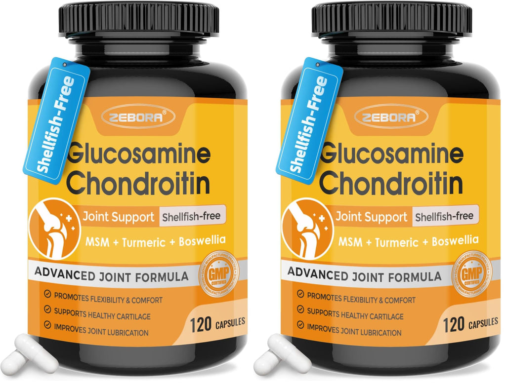 ZEBORA Glucosamine Chondroitin MSM + Turmeric & Boswellia – Joint Support Supplement, 120 Capsules (Pack of 2)