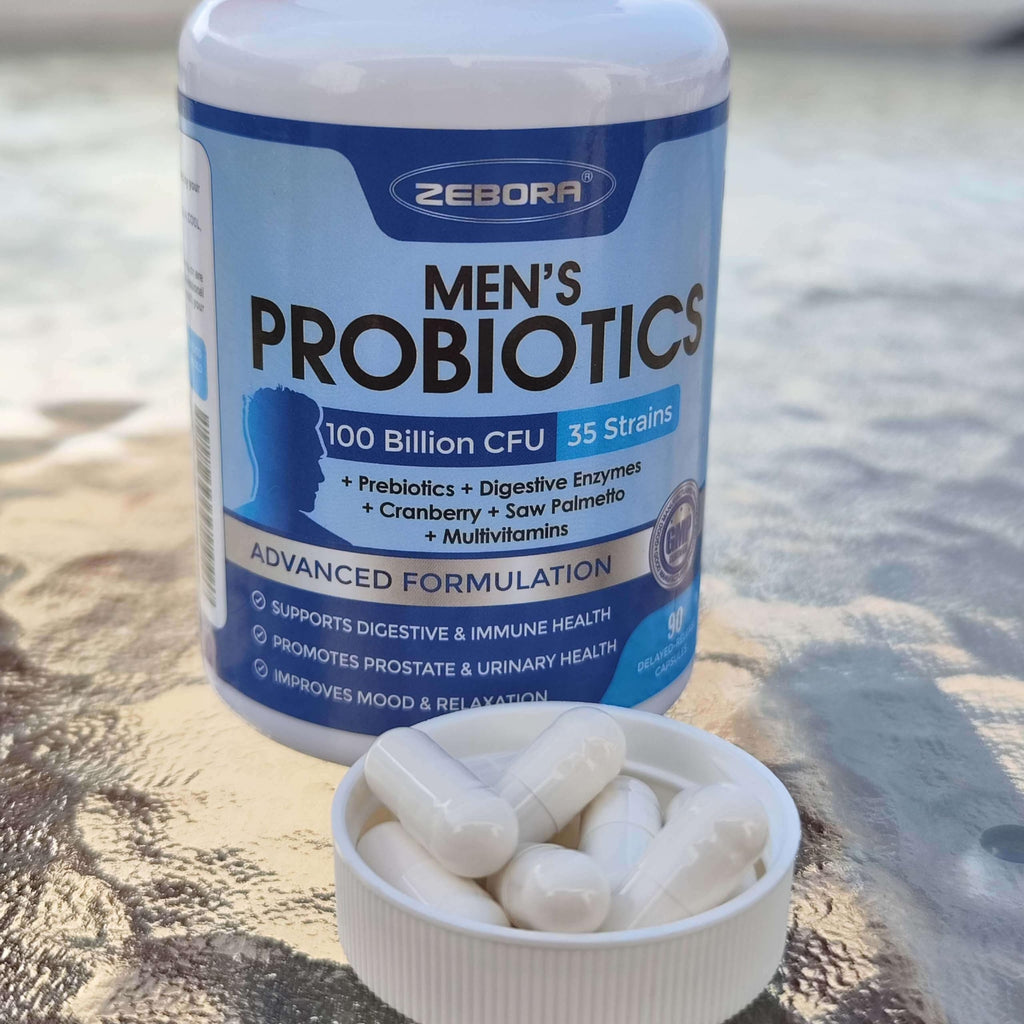 ZEBORA Probiotics for Men – 100 Billion CFU, Gut Health & Prostate Support, Cranberry & Saw Palmetto, 180 Caps