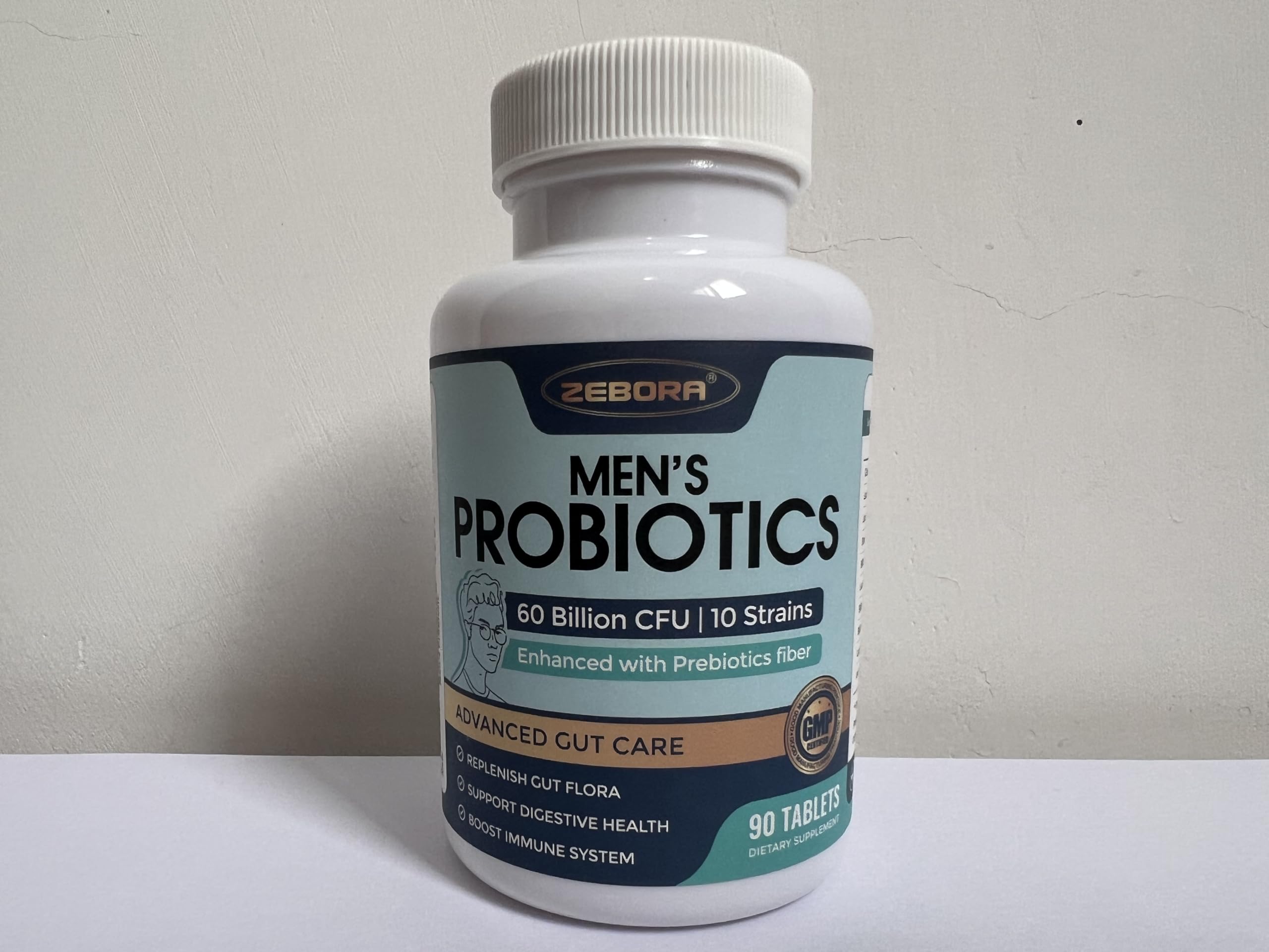 ZEBORA Probiotics for Men with Prebiotics – 60B CFU, 10 Strains, 90 Tablets (Pack of 2)