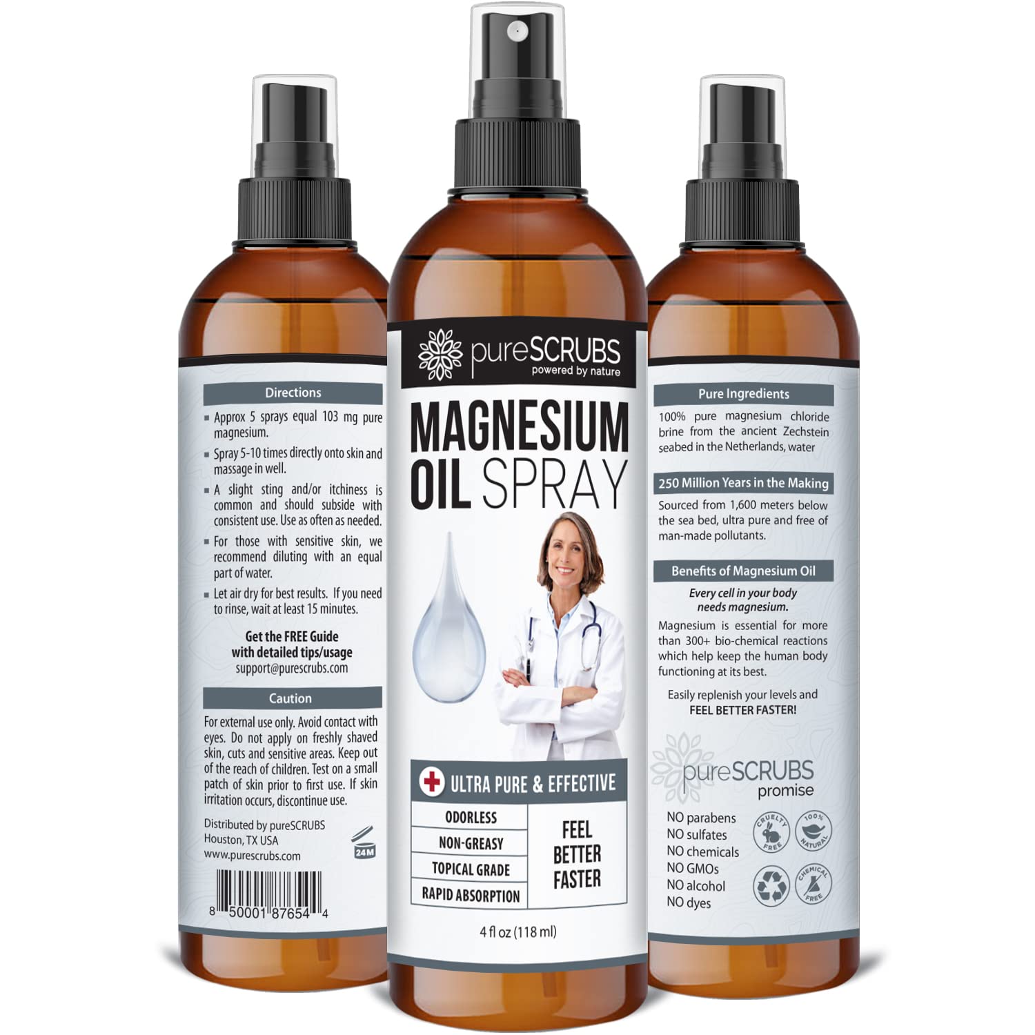 Fast Acting Magnesium Oil Spray – Ultra Absorption, Zechstein Brine (4 oz)