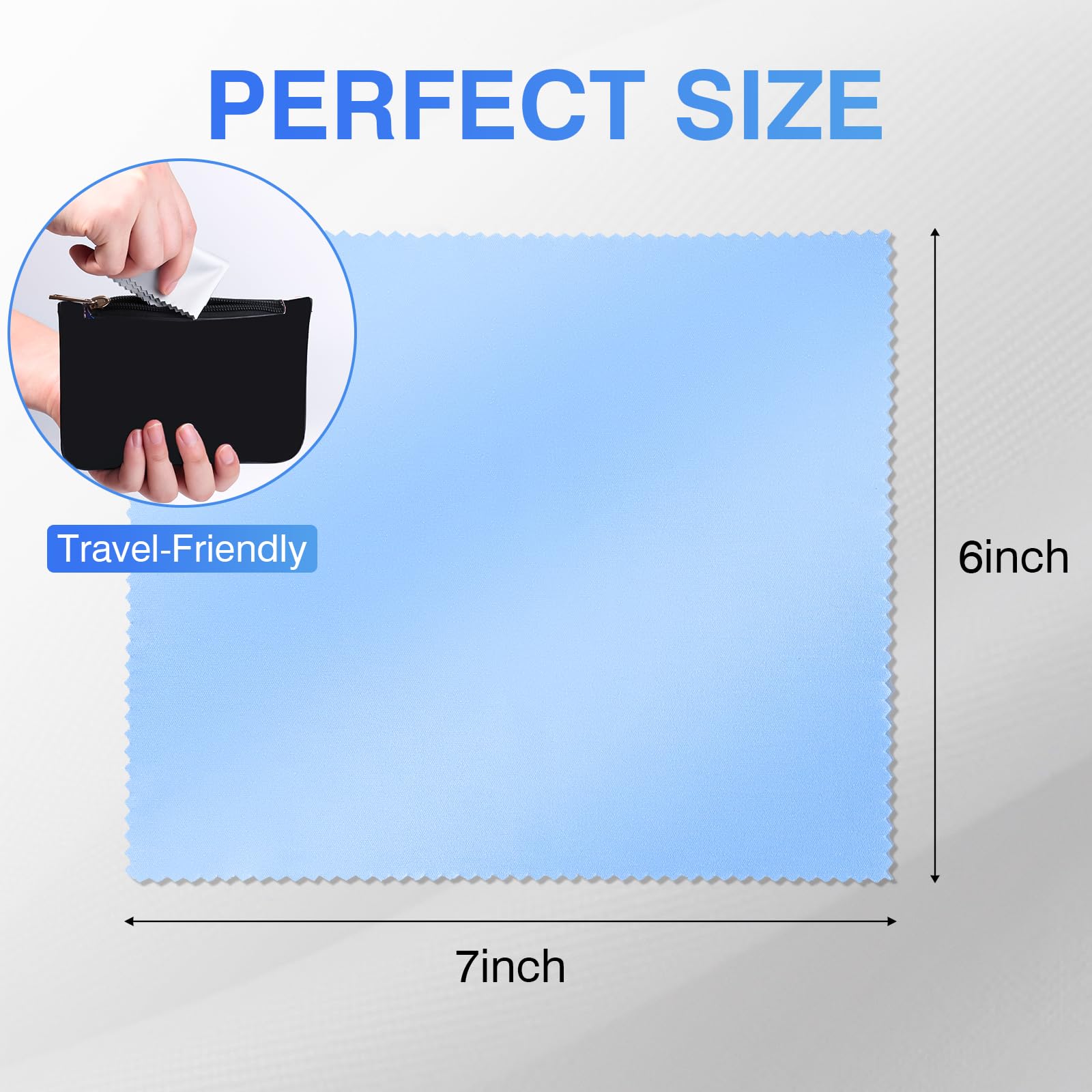 Zeefpod 60-Pack Microfiber Cleaning Cloths – Glasses & Screens, 6x7 in (Black, Grey, Light Blue)