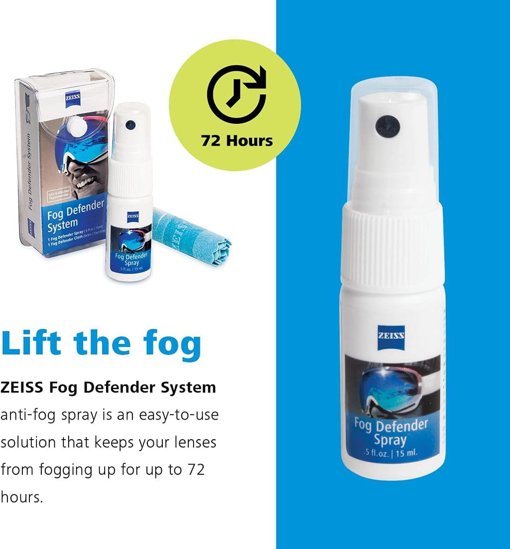 ZEISS Fog Defender Anti-Fog Kit for Glasses – 2 Pack (2 Sprays, 2 Cloths)