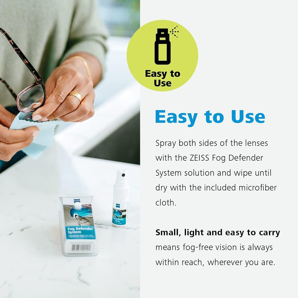 ZEISS Fog Defender Anti-Fog Kit for Glasses – 2 Pack (2 Sprays, 2 Cloths)