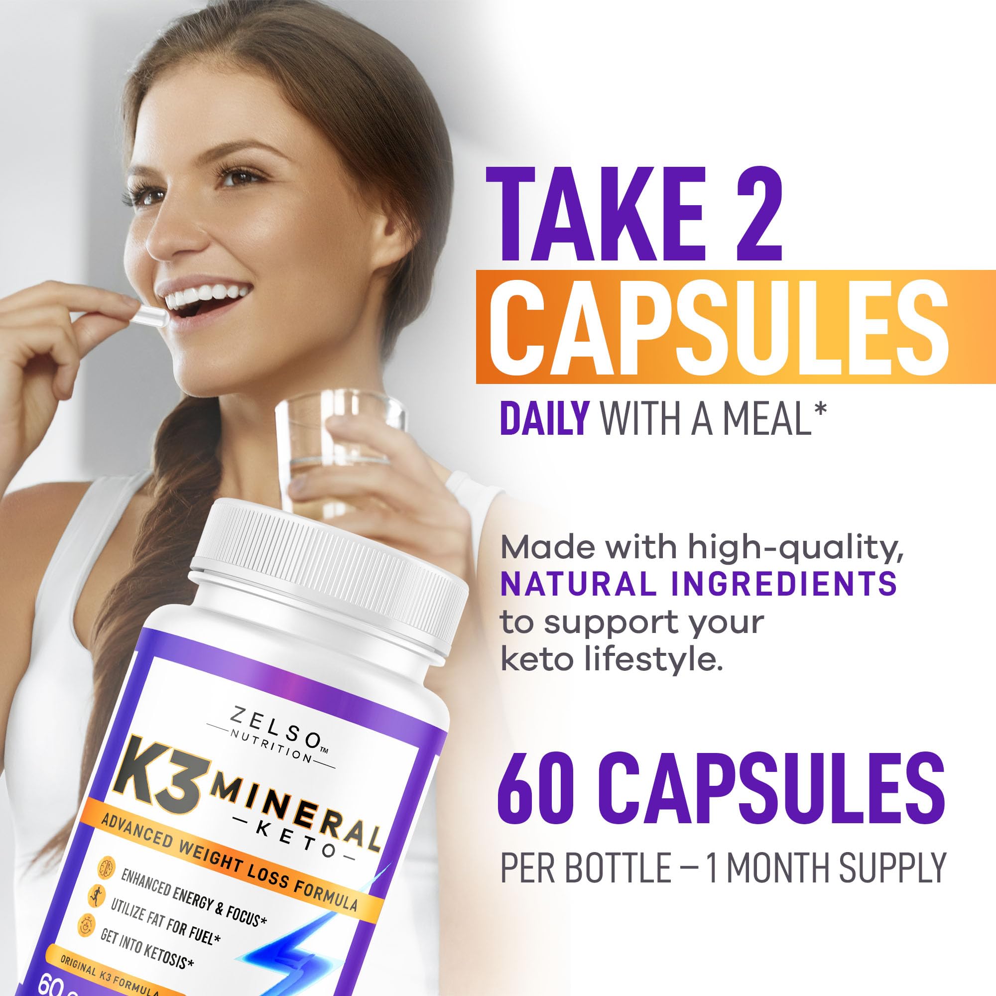 ZELSO K3 Mineral Pills (2 Pack) for Keto Support – Vegan, USA Made