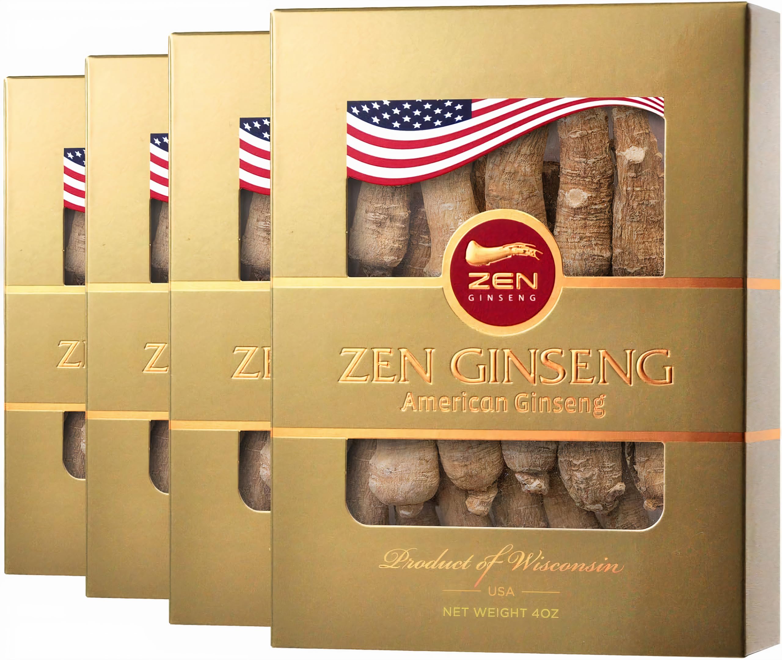 Zen Ginseng | 4 Boxes American Ginseng Root — Wisconsin Ginseng for Energy, Mood & Focus