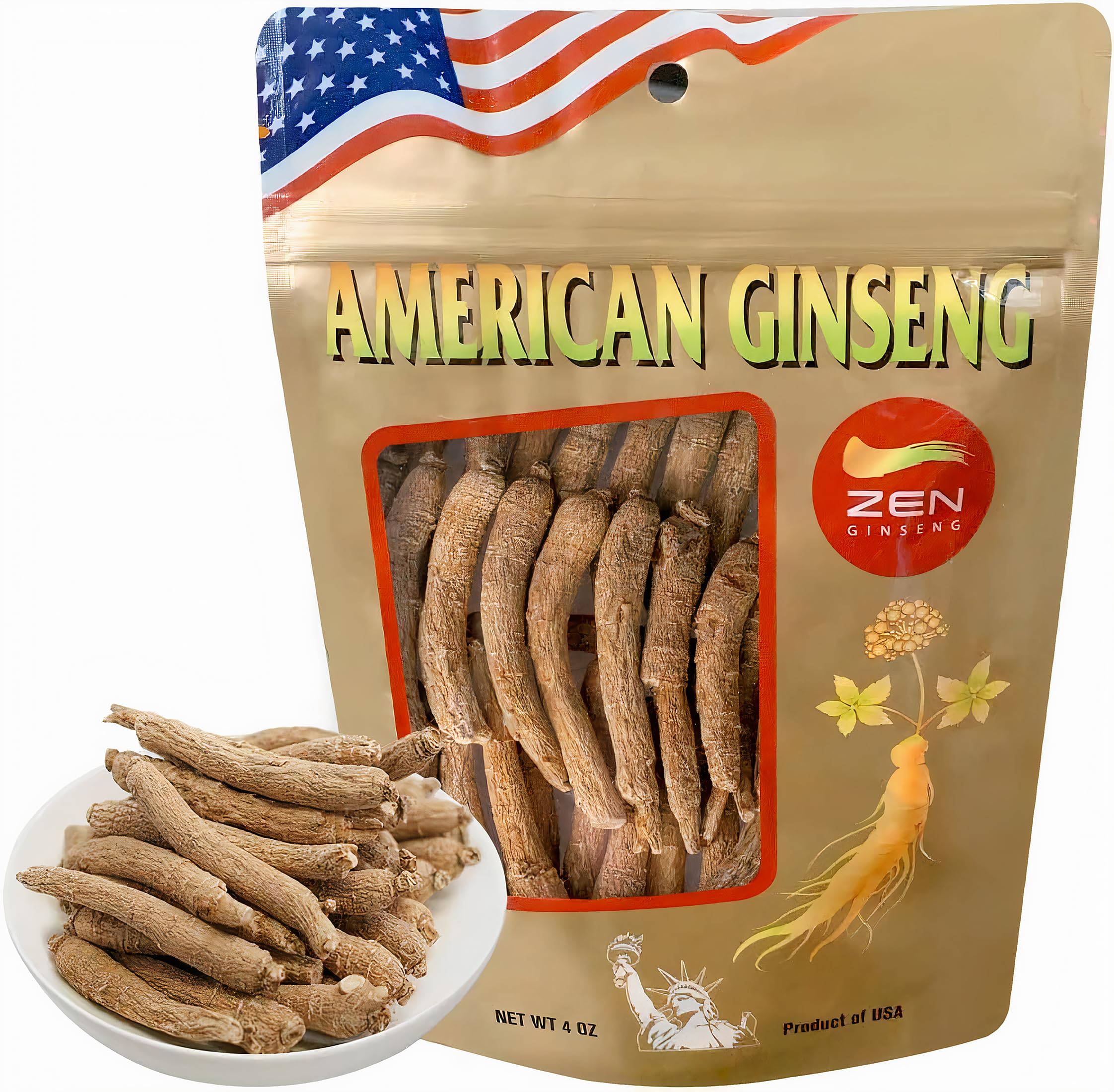 Zen Ginseng 4 oz Wisconsin Ginseng Root - Non-GMO & Gluten Free