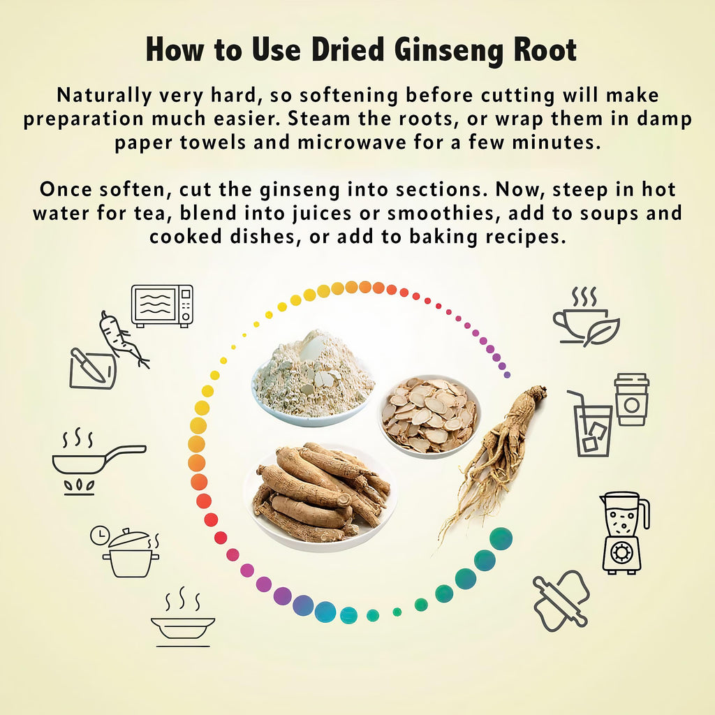 Zen Ginseng - 4 oz Bag of Untrimmed American Ginseng - Non-GMO, Gluten Free. Add This Ginseng in Soup, Tea, Coffee, juices, Smoothies and Baking (Barrel Root 4 oz Bag)