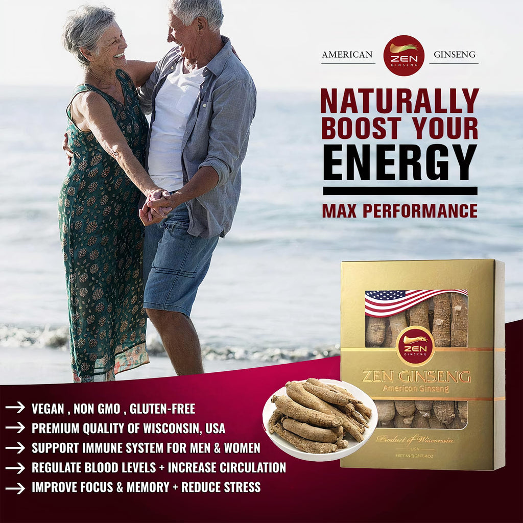 Zen Ginseng | 4 Boxes American Ginseng Root — Wisconsin Ginseng for Energy, Mood & Focus