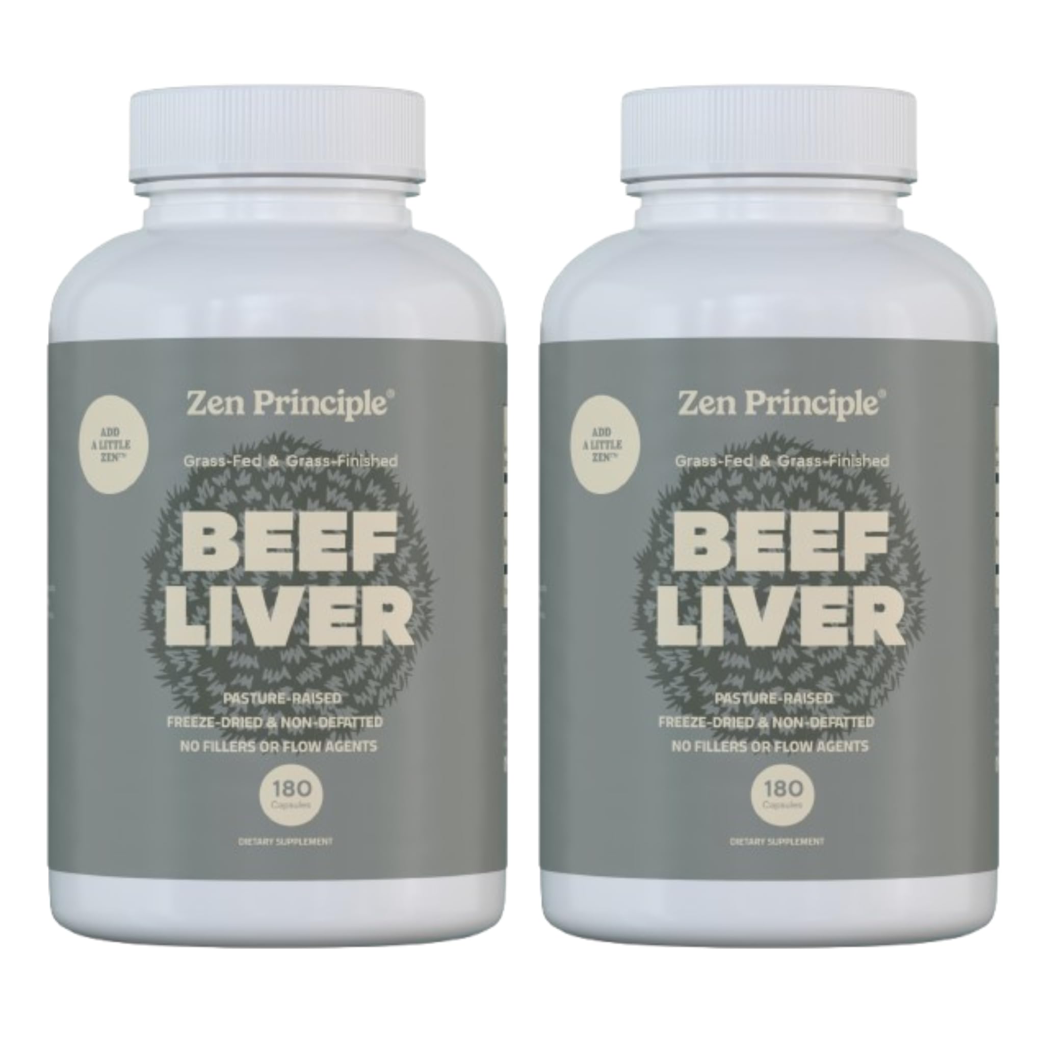 Zen Principle Beef Liver Supplement – Grass-Fed, Pasture-Raised, Desiccated Liver Capsules | No Hormones or GMO | 360 Capsules (2-Pack)