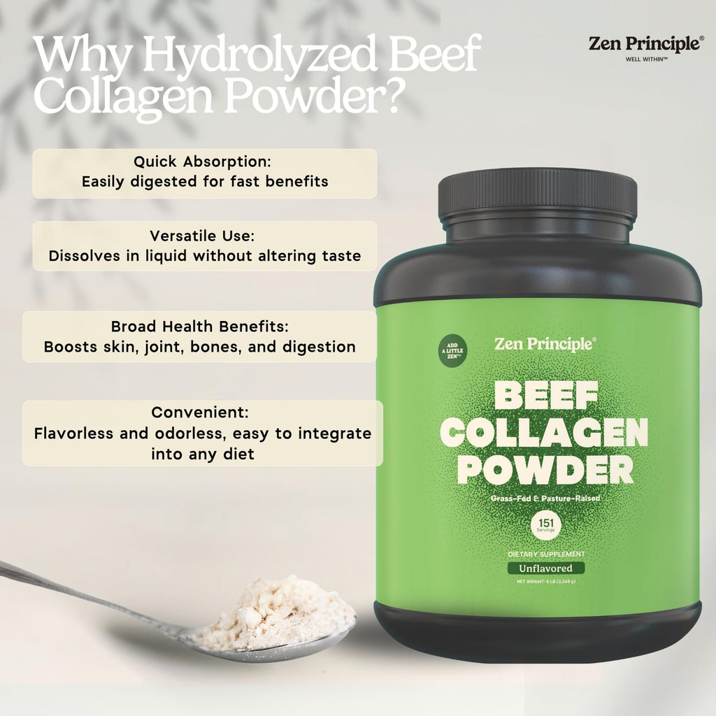 Zen Principle Grass-Fed Collagen Peptides 5 lb – Anti-Aging Protein Powder