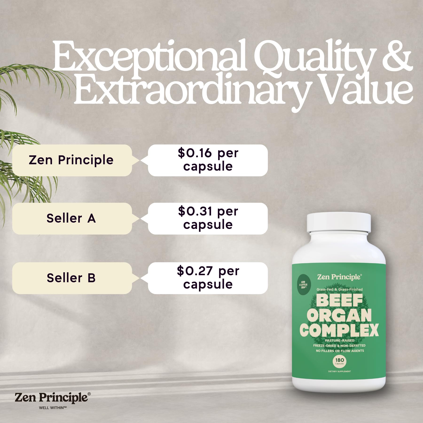 Zen Principle Grass-Fed Beef Organs Supplement – Desiccated Liver, Heart, Kidney & More | 2-Pack NZ Pasture-Raised