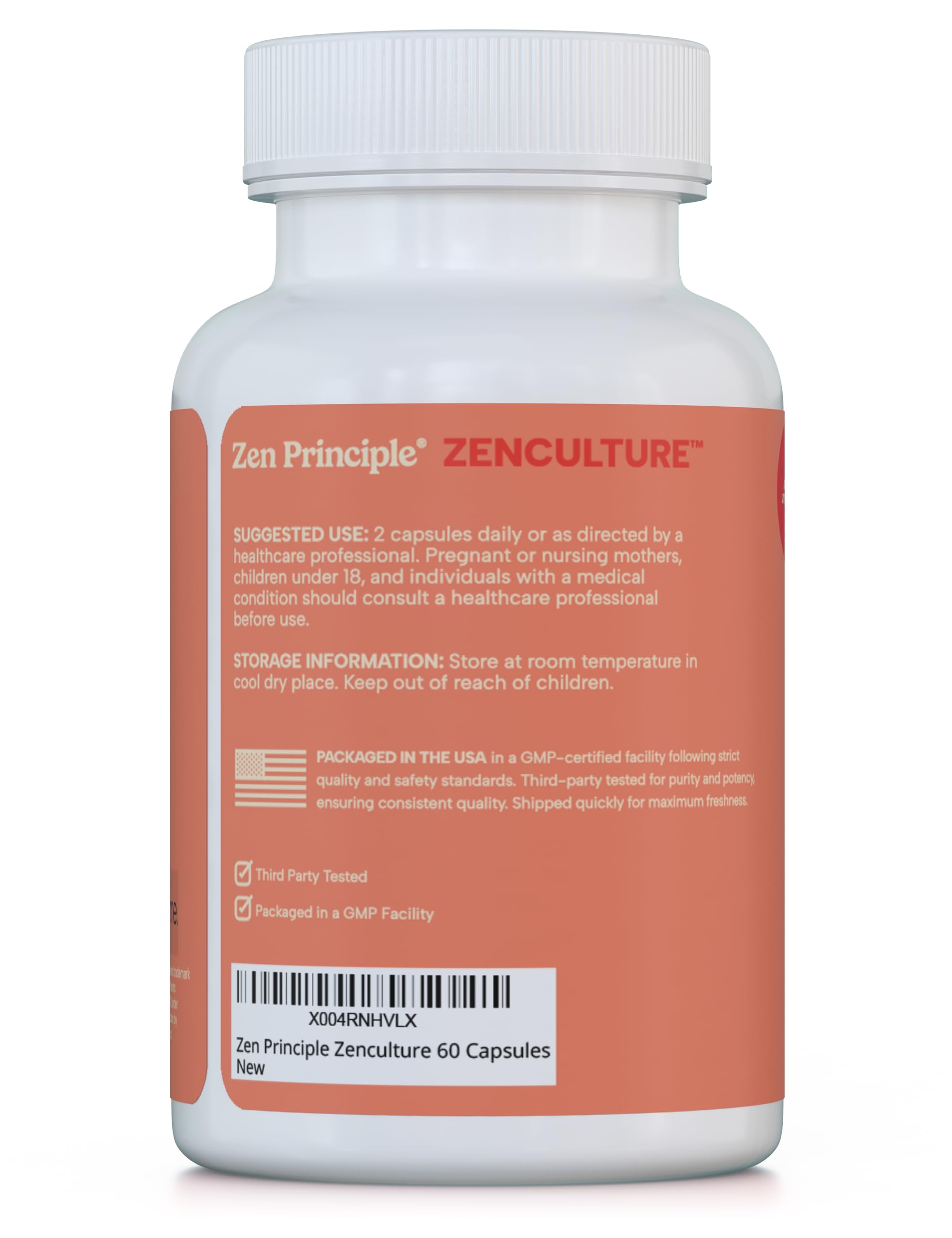 Zen Principle Zenculture™ – 4-in-1 Synbiotic Supplement (Probiotic + Prebiotic + Postbiotic + Digestive Enzymes) with CoreBiome® • 60 Capsules