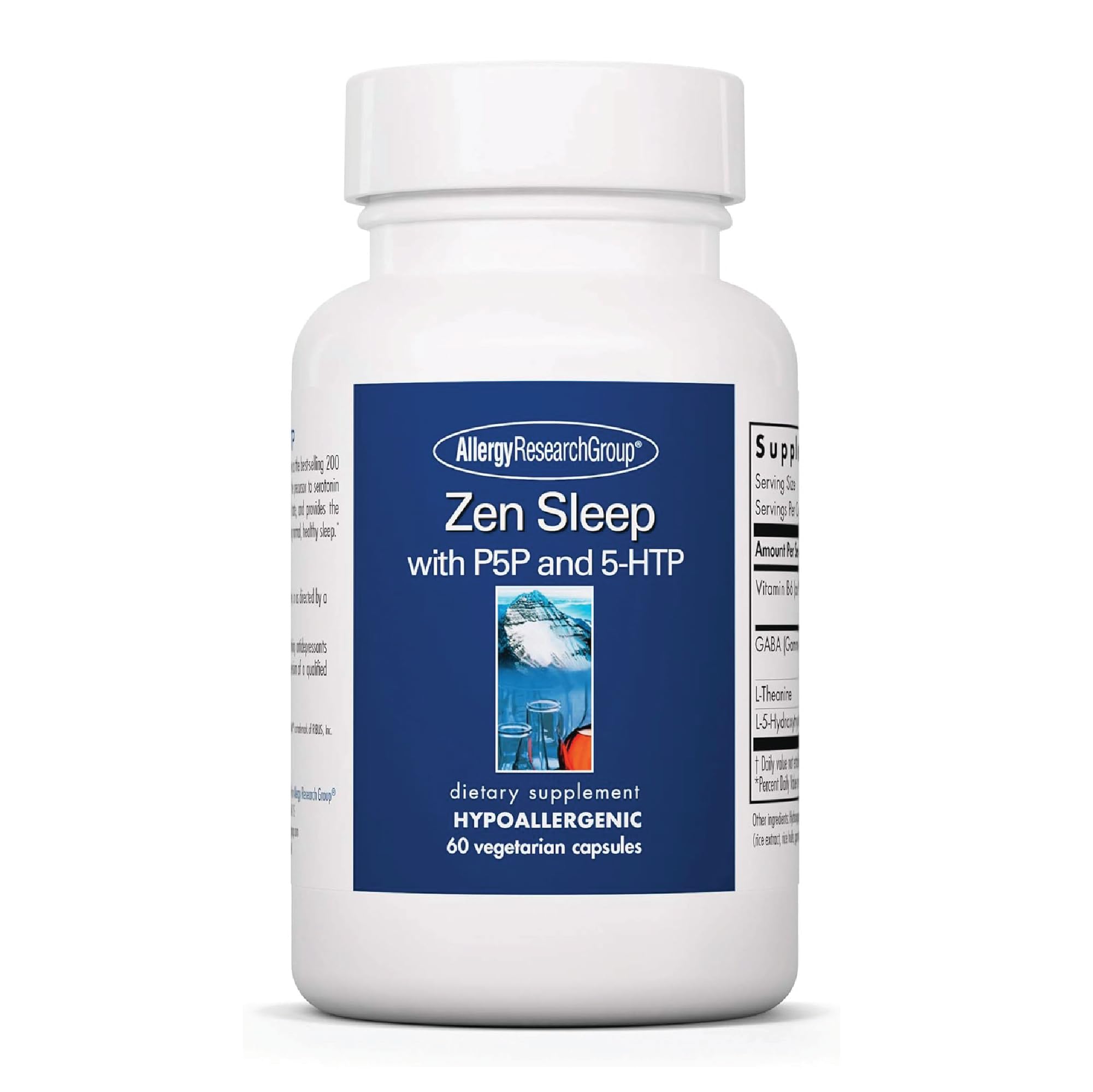 Allergy Research Group Zen Sleep – GABA L-Theanine Sleep Supplement with 5-HTP, P5P, and Vitamin B6 | 60 Vegetarian Capsules