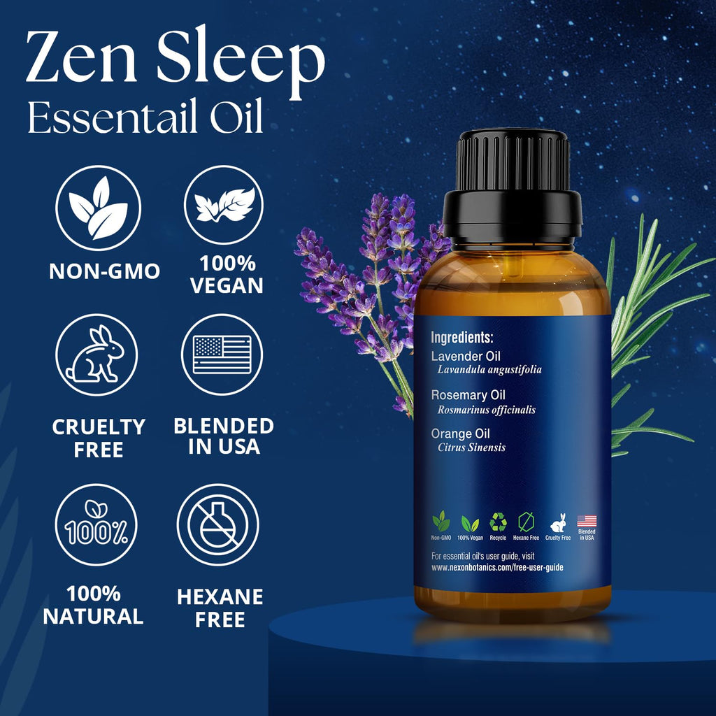 Zen Sleep Essential Oil Blend 30 ml – Lavender & Rosemary Relaxing Oil | Nexon Botanics
