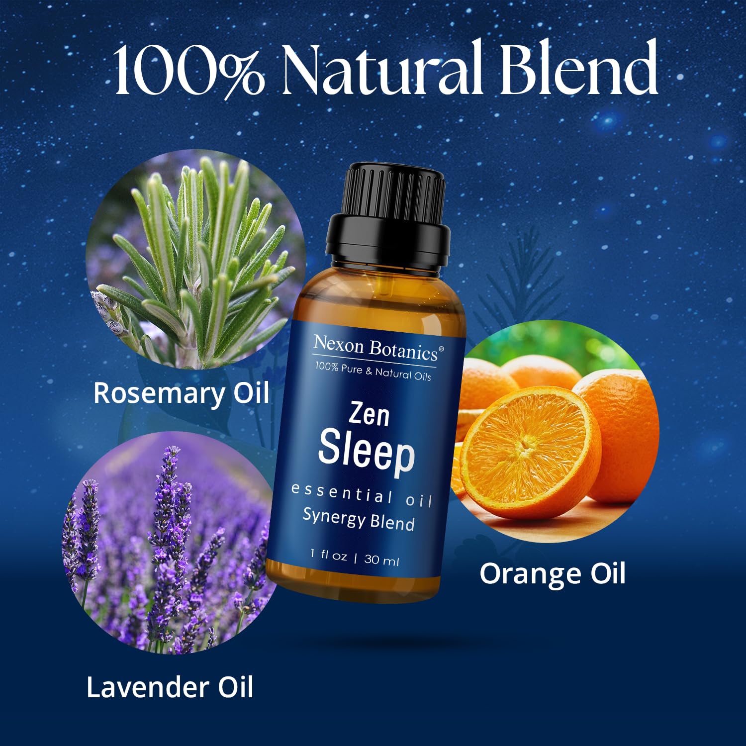 Zen Sleep Essential Oil Blend 30 ml – Lavender & Rosemary Relaxing Oil | Nexon Botanics