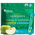 Zena Nutrition Organic Super Greens Energy & Hydration Powder — 70+ Superfoods, 0 Sugar, 5g Fiber, 40 Packets