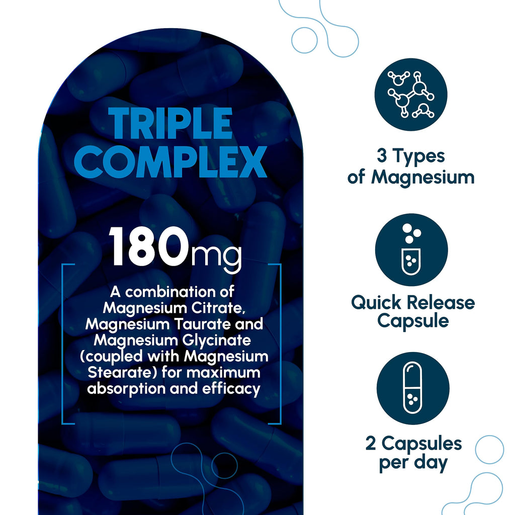 Zenavea Triple Magnesium Complex - 120 Vegan Capsules (180mg Mg)