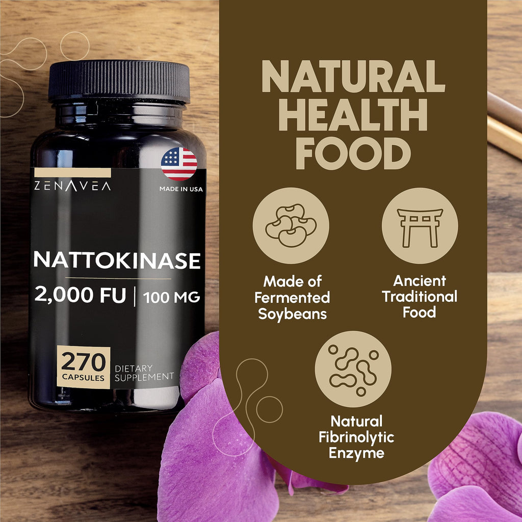 Zenavea Nattokinase Supplement – 2000 FU, 270 Vegan Capsules – Gluten Free, Non-GMO