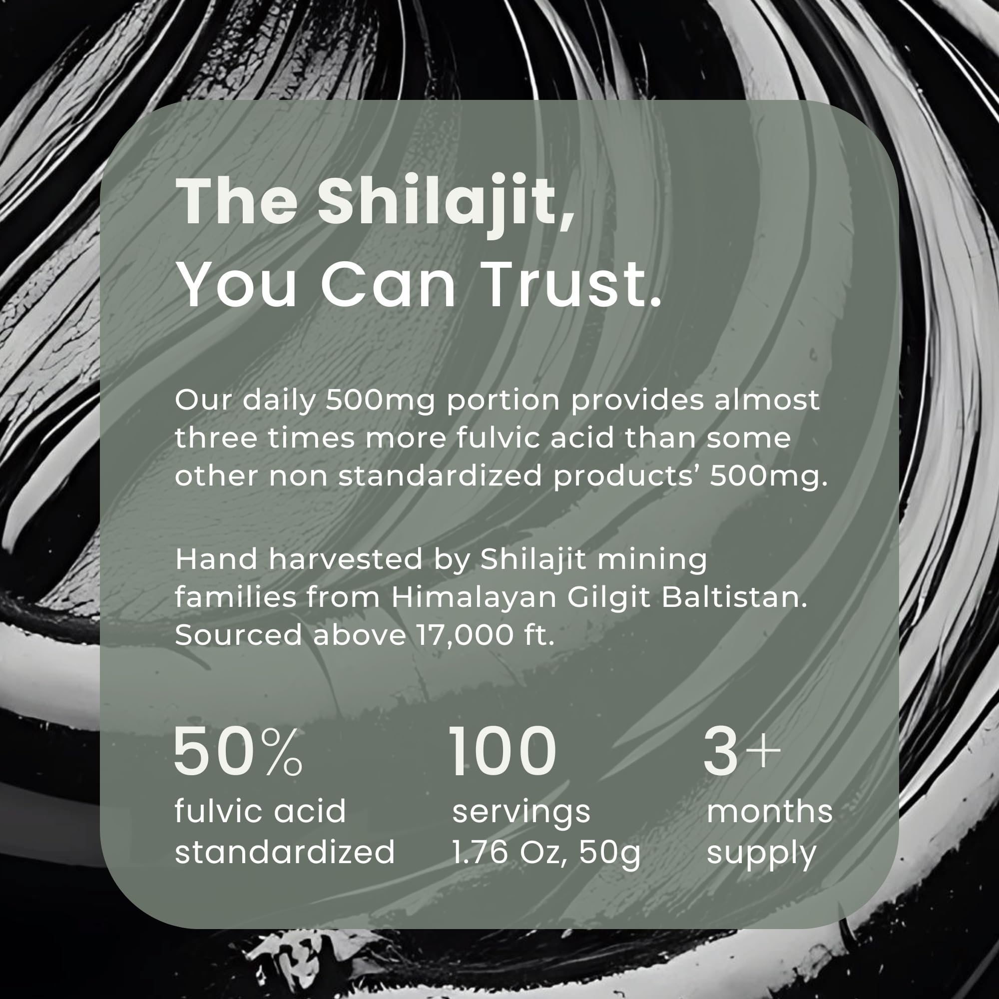 Zenbioni Pure Himalayan Shilajit Resin 50g – 85+ Minerals, 50% Fulvic Acid, Lab Tested