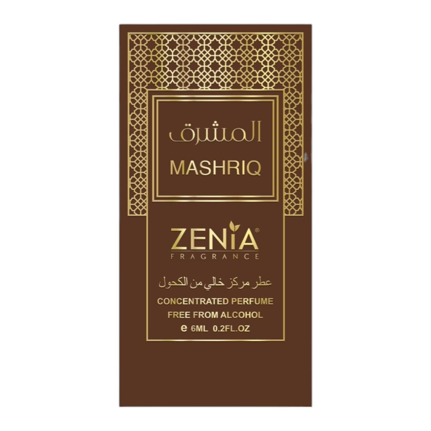 Zenia Mashriq Perfume Oil Roll-On – 6ml | Long-Lasting Cinnamon & Vanilla Fragrance
