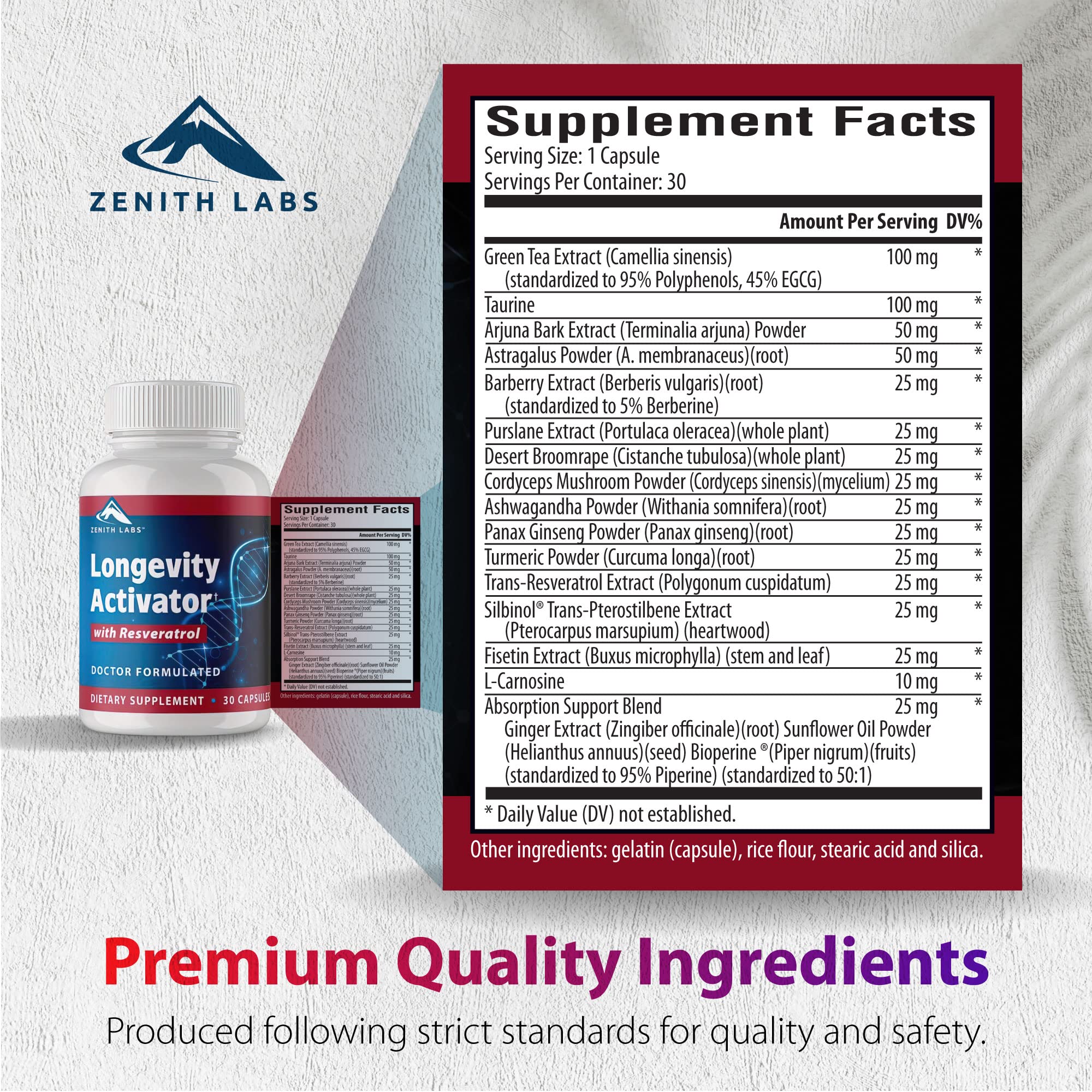 Zenith Labs Longevity Activator: Anti-Aging Supplement with Resveratrol | 3 Pack