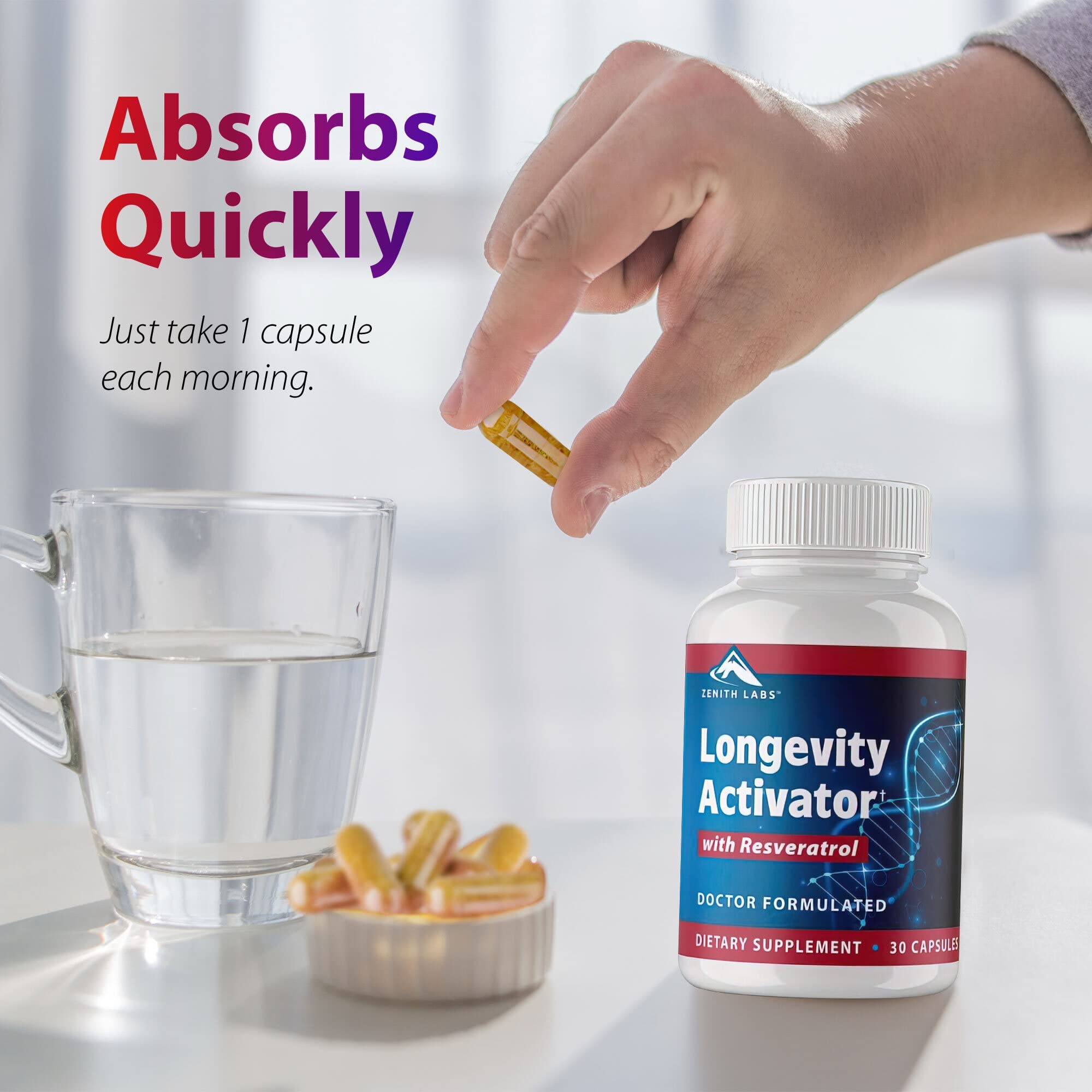 Zenith Labs Longevity Activator: Anti-Aging Supplement with Resveratrol | 3 Pack